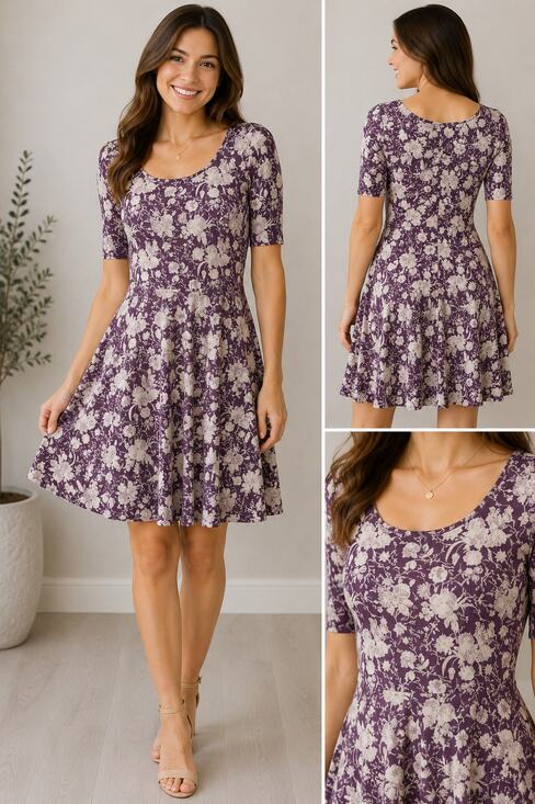 LuLaRoe Dresses & Skirts - NWT LuLaRoe Nicole Dress Plum with Cream Floral SMALL